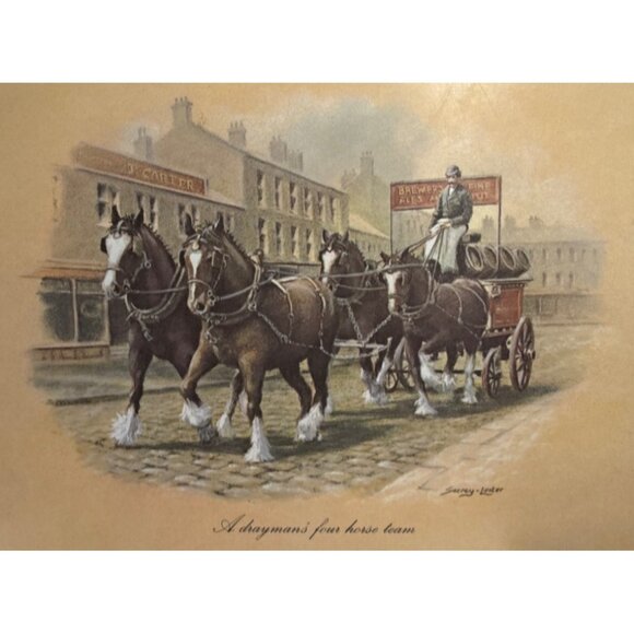 Seerey-Lester Horse Scene Placemats Tablemats Felt Backing 11 x 8" Set of 4 - Picture 4 of 11